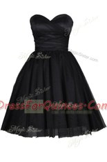 Black Evening Dress Prom and For with Ruching and Belt Sweetheart Sleeveless Zipper