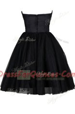 Black Evening Dress Prom and For with Ruching and Belt Sweetheart Sleeveless Zipper