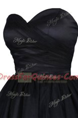Black Evening Dress Prom and For with Ruching and Belt Sweetheart Sleeveless Zipper