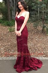 Fabulous Mermaid Sleeveless Sweep Train Lace Up Lace