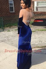 Pretty Mermaid Royal Blue Long Sleeves Lace Zipper Prom Evening Gown