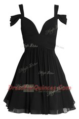Glorious Peach A-line Ruching Prom Dresses Backless Chiffon Sleeveless Knee Length