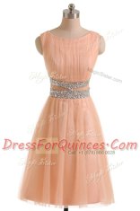 Scoop Tulle Sleeveless Knee Length Dress for Prom and Beading Scoop Tulle Sleeveless Knee Length Dress for Prom and Beading