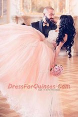 Clearance Beading Prom Party Dress Pink Lace Up Sleeveless Floor Length