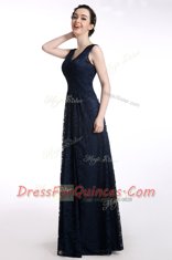 A-line Prom Party Dress Black V-neck Chiffon Sleeveless Floor Length Zipper
