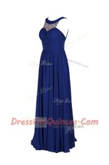Delicate Watermelon Red Scoop Neckline Beading Prom Evening Gown Sleeveless Zipper