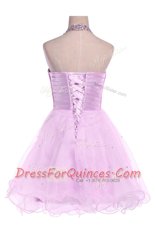 Adorable Ball Gowns Prom Dress Lilac Halter Top Tulle Sleeveless Knee Length Lace Up