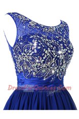 Scoop Purple Sleeveless Chiffon Zipper Homecoming Dress for Prom and Party