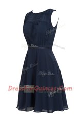 Captivating Scoop Sleeveless Chiffon Knee Length Zipper Prom Evening Gown in Baby Pink with Ruching