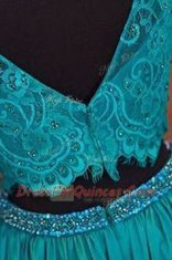 Teal Long Sleeves Satin Zipper Dress for Prom for Prom and Party