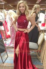 Fantastic Royal Blue Zipper Homecoming Dress Beading Sleeveless With Train Sweep Train
