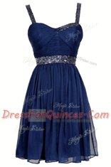 Lovely Chiffon Sleeveless Knee Length Prom Party Dress and Sequins