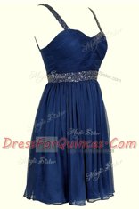 Lovely Chiffon Sleeveless Knee Length Prom Party Dress and Sequins