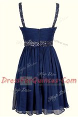 Lovely Chiffon Sleeveless Knee Length Prom Party Dress and Sequins