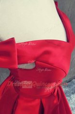 Pretty Off the Shoulder Satin Short Sleeves With Train Sweep Train and Sashes ribbons and Bowknot