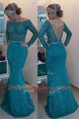 Mermaid Off the Shoulder Lace Long Sleeves Beading Side Zipper