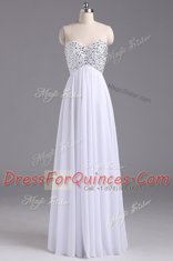 Top Selling Sweetheart Sleeveless Lace Up Homecoming Dress White Chiffon