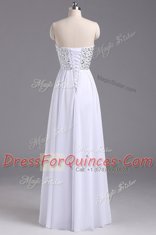Top Selling Sweetheart Sleeveless Lace Up Homecoming Dress White Chiffon