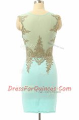 Turquoise Prom Party Dress For with Lace Bateau Sleeveless Side Zipper