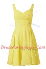 Amazing Off the Shoulder Turquoise Chiffon Zipper Sleeveless Knee Length Pleated