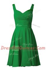 Amazing Off the Shoulder Turquoise Chiffon Zipper Sleeveless Knee Length Pleated
