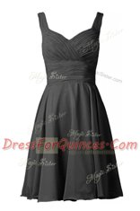 Amazing Off the Shoulder Turquoise Chiffon Zipper Sleeveless Knee Length Pleated