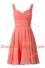 Amazing Off the Shoulder Turquoise Chiffon Zipper Sleeveless Knee Length Pleated