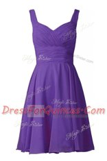 Amazing Off the Shoulder Turquoise Chiffon Zipper Sleeveless Knee Length Pleated