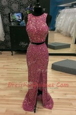 Fantastic Mermaid Lilac Scoop Backless Sequins Sweep Train Sleeveless