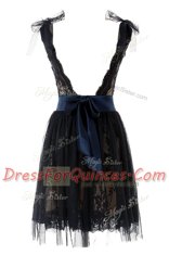 Scoop Knee Length A-line Sleeveless Black Evening Dress Backless