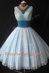 Enchanting White Ball Gowns Sashes ribbons and Ruching Homecoming Dress Zipper Chiffon Sleeveless Knee Length