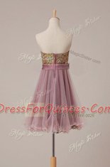 Sequins Pink Sleeveless Tulle Zipper Prom Party Dress for Prom