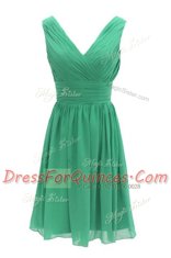 Knee Length A-line Sleeveless Green Zipper