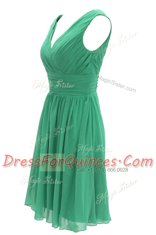 Knee Length A-line Sleeveless Green Zipper