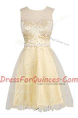 Elegant Scoop Yellow Sleeveless Sequins Knee Length