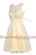 Elegant Scoop Yellow Sleeveless Sequins Knee Length