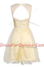 Elegant Scoop Yellow Sleeveless Sequins Knee Length