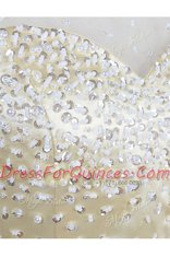 Elegant Scoop Yellow Sleeveless Sequins Knee Length