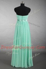 Floor Length Apple Green Homecoming Dress Sweetheart Sleeveless Zipper