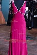 Delicate Fuchsia Sleeveless Satin Zipper Prom Gown for Prom