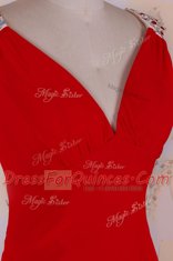 Super Chiffon Sleeveless Floor Length Prom Evening Gown and Beading