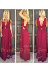 Floor Length Side Zipper Homecoming Dress Burgundy for Prom and Party with Ruching