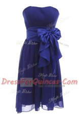 Sleeveless Chiffon Knee Length Zipper in Black with Sashes ribbons and Ruching