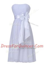 Sleeveless Chiffon Knee Length Zipper in Black with Sashes ribbons and Ruching