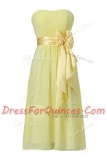 Sleeveless Chiffon Knee Length Zipper in Black with Sashes ribbons and Ruching