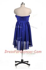 Beauteous Knee Length A-line Sleeveless Royal Blue Dress for Prom Zipper