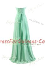 Dramatic Apple Green Chiffon Zipper Dress for Prom Sleeveless Floor Length Pleated
