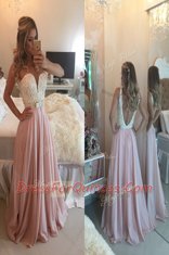 Amazing Blue A-line Chiffon Sweetheart Sleeveless Beading Floor Length Clasp Handle Prom Party Dress
