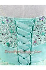 Comfortable Organza Sleeveless Knee Length and Beading and Bowknot