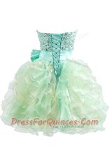 Comfortable Organza Sleeveless Knee Length and Beading and Bowknot